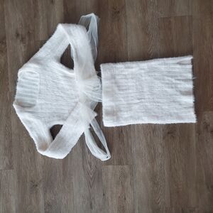 White Knit Sweater and Skirt Set